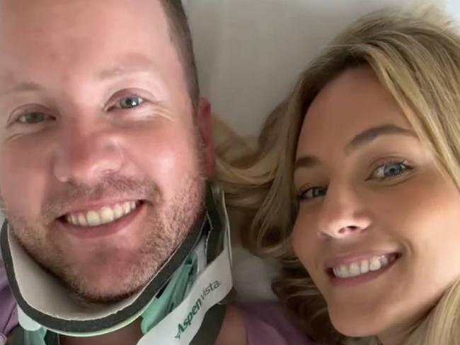 Kendall Gilding reveals her husband's terrifying beach accident. Picture: Kendall Gilding/Instagram