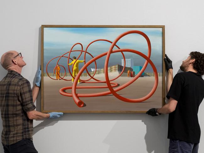 Installation of Jeffrey Smart’s, Plastic tubes, , 1980, private collection