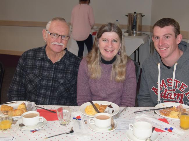 (From left) Neville, Karen and Aden Babington at the Welcome to Warwick Poetry and Comedy Breakfast for Jumpers and Jazz in July.