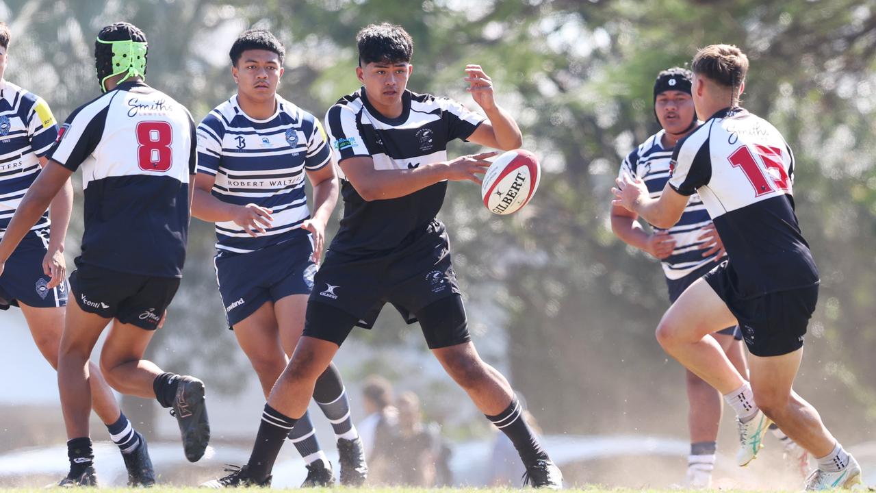 Action from the Under 16 Brisbane junior rugby league grand final between Brothers and Souths at Norman Park. Picture Lachie Millard