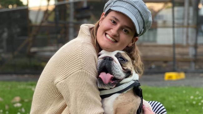 Erin Watene with her dog Luna, who contracted a nasty stomach virus.