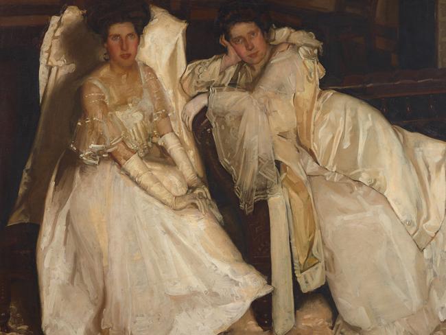 Hugh Ramsay Two girls in white 1904, also known as The sisters, oil on canvas on hardboard, 125.7 x 144.8 cm,  Purchased 1921, Art Gallery of New South Wales, Sydney, Photo: Ray Woodbury, AGNSW