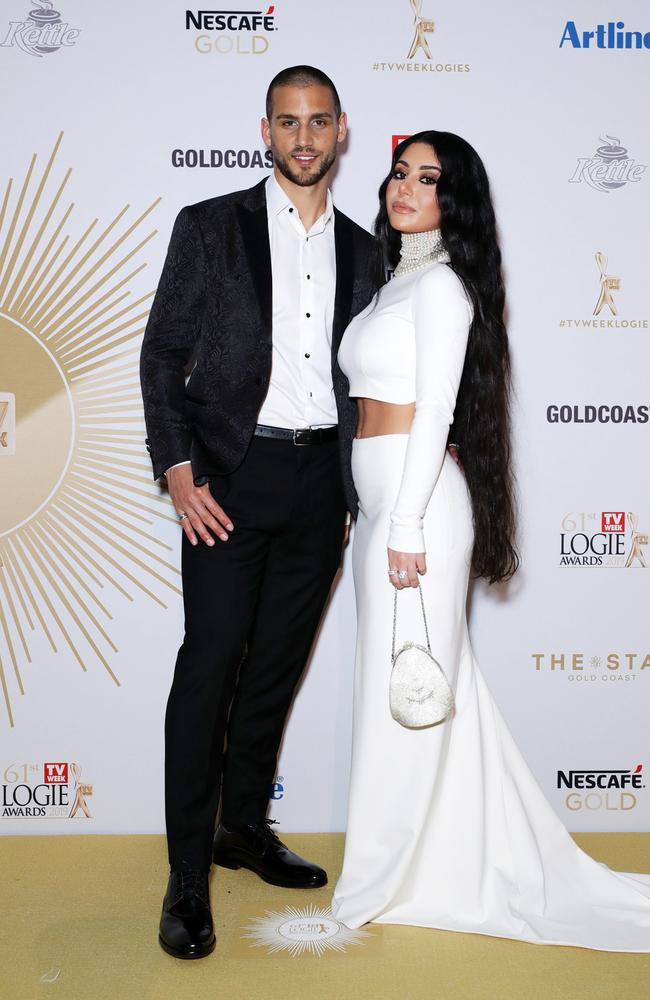 Kalifatidis wore a white, floor-length Bonita Couture dress, and had Michael Brunelli who she married on the reality show by her side. Picture: Matrix