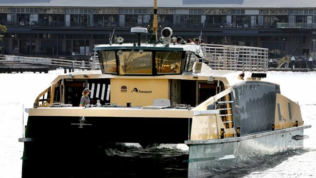 The Cheryl Salisbury ferry pictured leaving Barangaroo Wharf and heading towards Parramatta. Picture by Damian Shaw