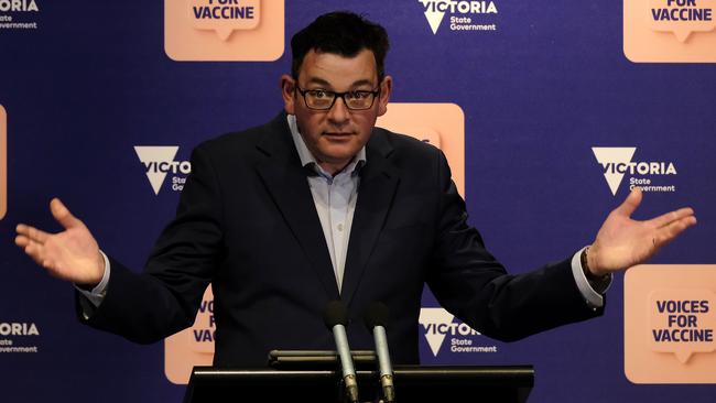 Premier Daniel Andrews has threatened to extend lockdown. Picture: Luis Enrique Ascui