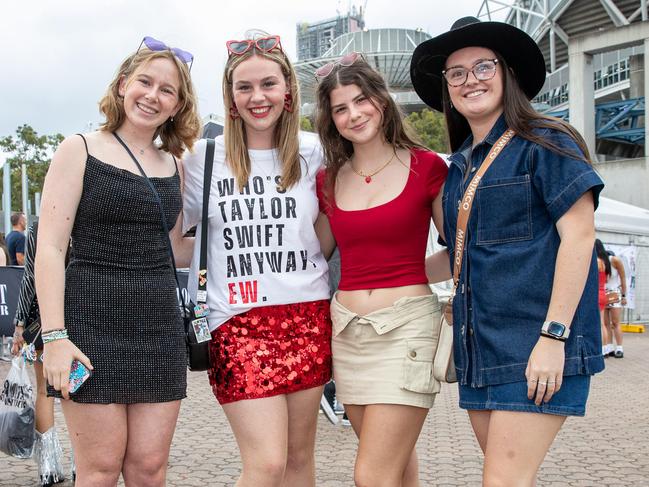 SYDNEY, AUSTRALIA - Daily Telegraph Photos February 26, 2024: Charlie, Phoebe, Bridie and Ella at Taylor Swift's The Eras Tour concert held at Accor Stadium in Sydney. Picture: Christian Gilles
