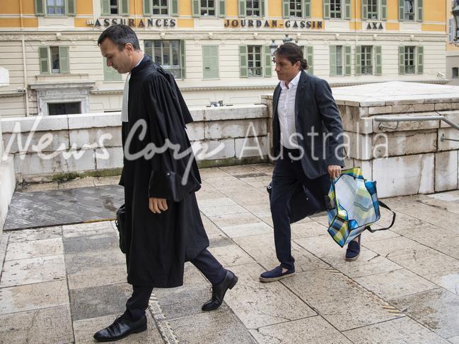 Damien Carew wore a blue jacket and trousers and espadrilles with no socks for his court appearance in Nice. Picture: Franck Bessière