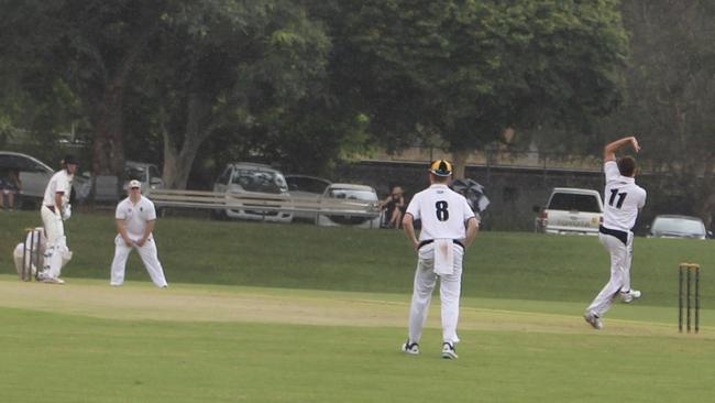 Lachlan Wigan comes into bowl his leg spin earlier in the season.