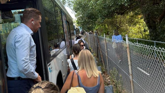 Commuters have been forced to ditch public transport after a serious crash closed several lanes on the Spit Bridge on Monday morning. Picture: Facebook/The Manly Observer