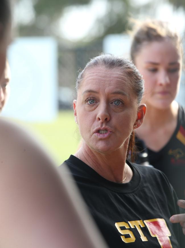 St Joseph's coach Tracy Howard. St Joseph's v Bell Park GFNL Netball. Picture: Alan Barber