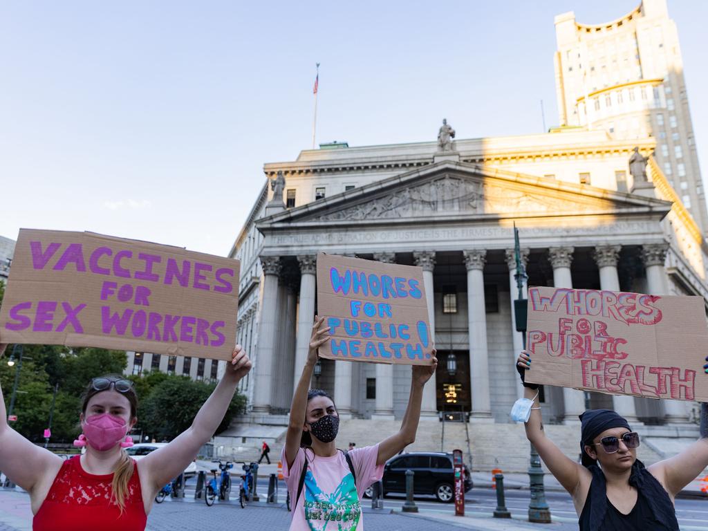 People protest during a rally calling for more government action to combat the spread of monkeypox in New York City. Picture: Jeenah Moon/Getty Images/AFP