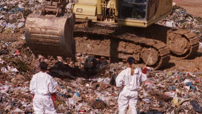 The police search at the tip. Pic Troy Purdue.