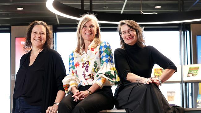 The Australian Fiction Prize announcers Anna Valdinger, Caroline Overington and Catherine Milne. Picture: Jane Dempster The Australian.