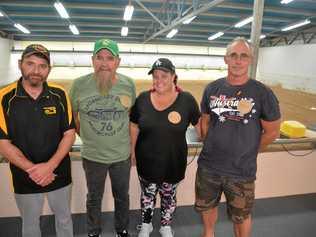 ON TARGET: Warwick Pistol Club member Mark Constable with John Kutasovic, Tracy Lazanski and Russell Brown at the come-and-try day. Picture: Gerard Walsh