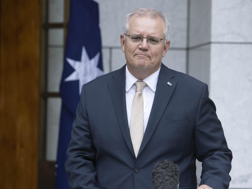 Scott Morrison has called for an end to ‘distressing’ scenes from Washington DC, but stopped short of condemning Donald Trump. Picture: NCA NewsWire / Gary Ramage