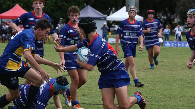 Day 1 of the King of the Country junior rugby union tournament at the Gold Coast Eagles Rugby Union Club. Under-15s: 10.40am: USQ Saints v Invitational Barbarians USQ Player No 15 Darcy Brazel Barbarians Player No Pic Mike Batterham