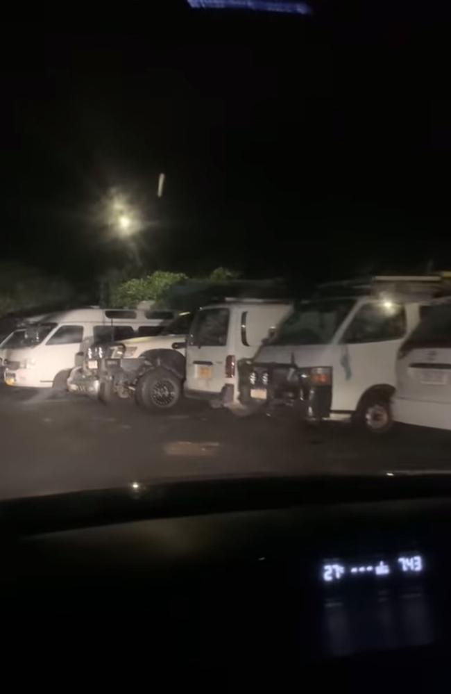 A video posted to social media showed campervans and four-wheel drives lining the carpark of the Noosa Woods and Spit area. Photo: Facebook