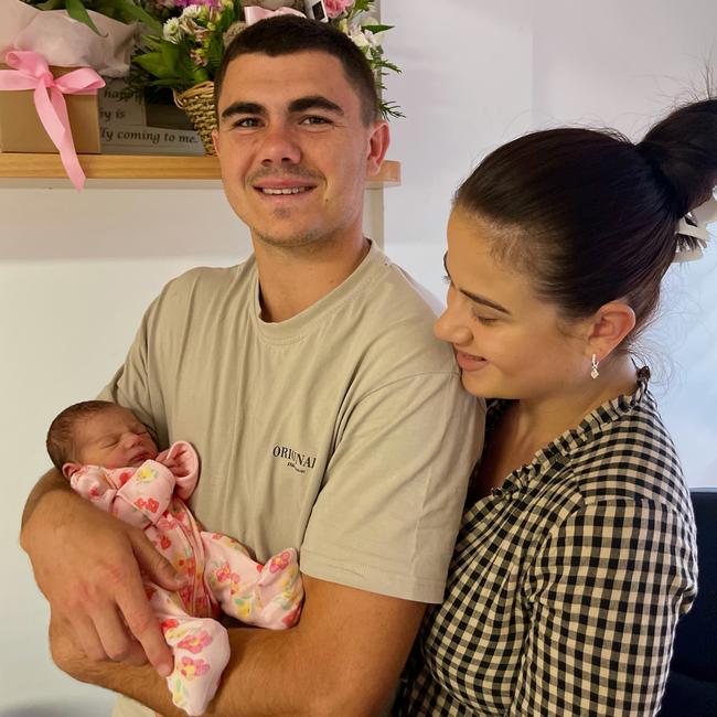 Jake Clifford with wife Stephanie and newborn daughter Naivy