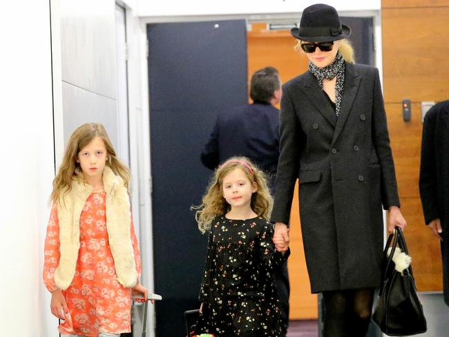 Nicole Kidman arrival with daughters Sunday Rose and Faith Margaret. Picture: Stephen Cooper