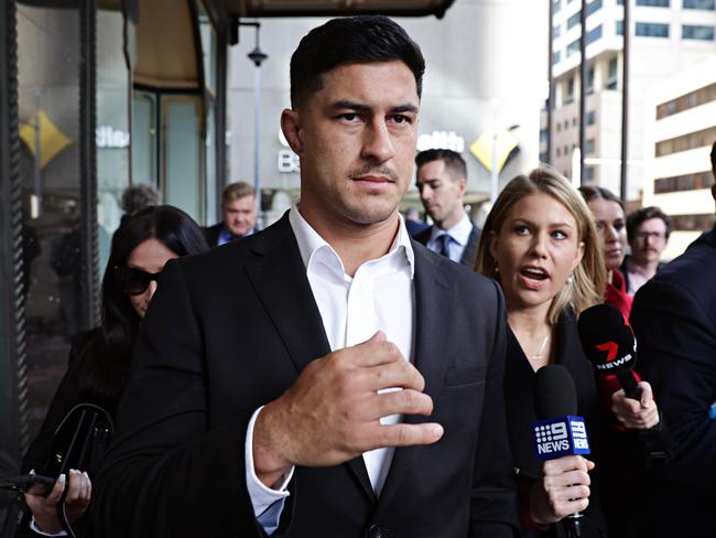 DAILY TELEGRAPH JUNE 7, 2023. NRL player Dylan Brown leaving Downing centre court in the city. Picture: Adam Yip