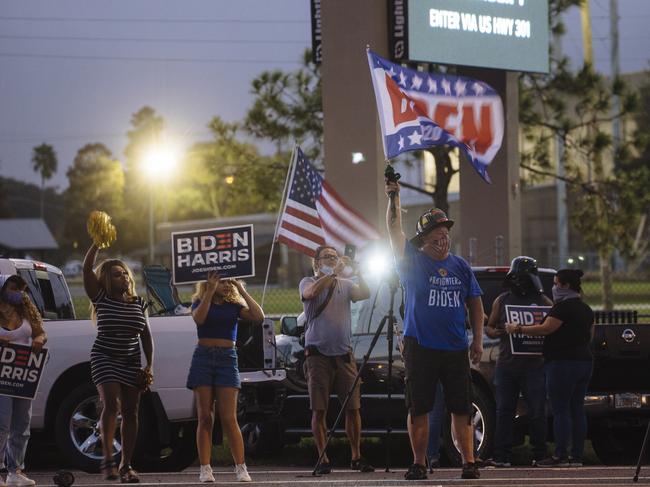 Joe Biden hosted 285 cars at his sedate “drive-in” rally. Picture: Angus Mordant