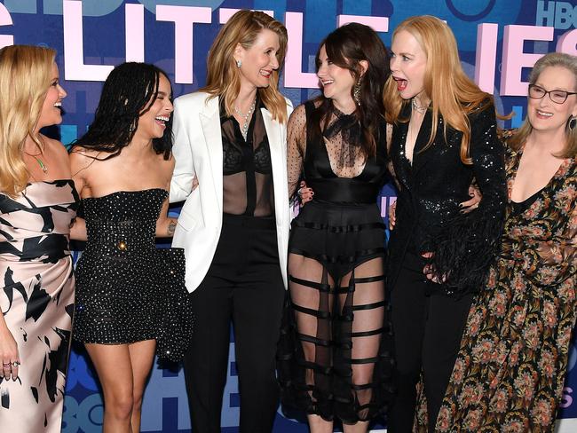 Leading ladies: (from left) Reese Witherspoon, Zoe Kravitz, Laura Dern, Shailene Woodley, Nicole Kidman and Meryl Streep at the BLL season two premiere in New York. Picture: Getty Images