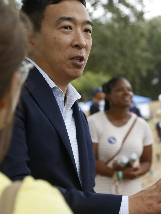 Democratic presidential candidate, entrepreneur Andrew Yang meets supporters in North Charleston, South Carolina on October 5. Picture: Getty/Brian Blanco