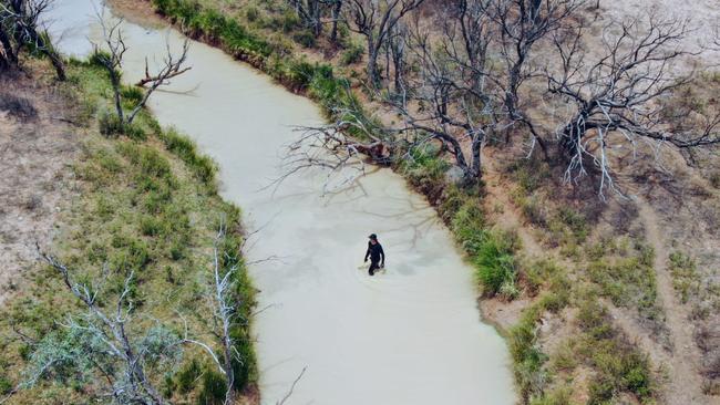 Police searching the Wippo Creek area in the days after Jeremiah Rivers’ disappearance.