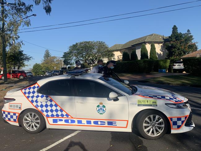 Police have established a crime scene at Wallabies legend Toutai Kefu's Coorparoo house following an alleged home invasion that has left the rugby star fighting for life. Picture: Brad Fleet