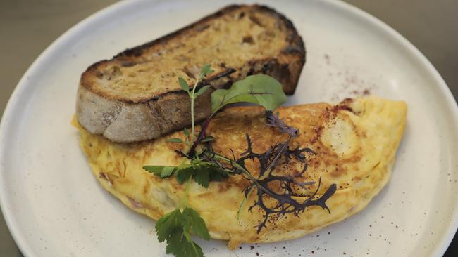 The ham omelette at Kin &amp; Co, Teneriffe. Picture: Mark Cranitch.