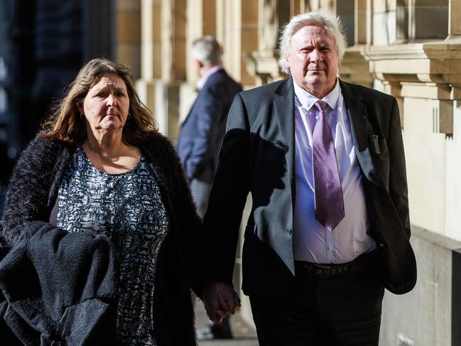 Paul Charlton arrives at the Supreme Court during his trial for the cold case murder of ex-partner Joanne Howell. Picture: Aaron Francis