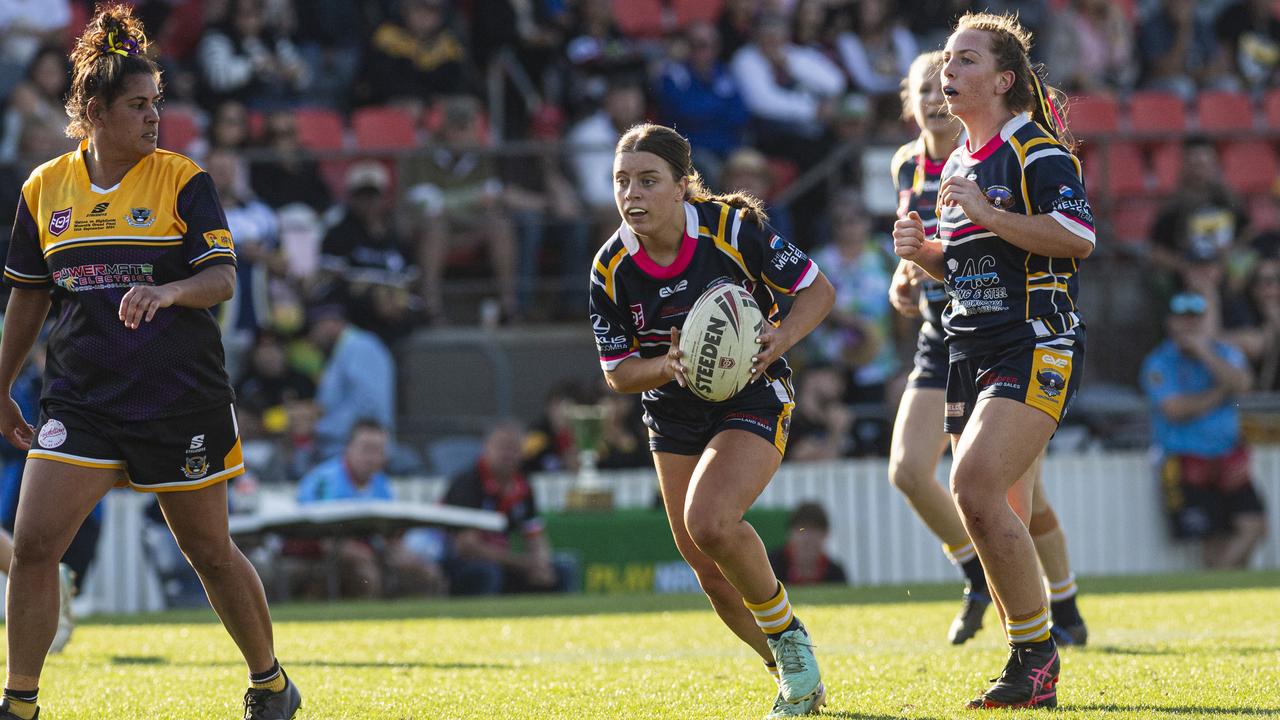 Abbey Markey for Highfields against Gatton in TRL Women grand final rugby league at Toowoomba Sports Ground, Saturday, September 14, 2024. Picture: Kevin Farmer