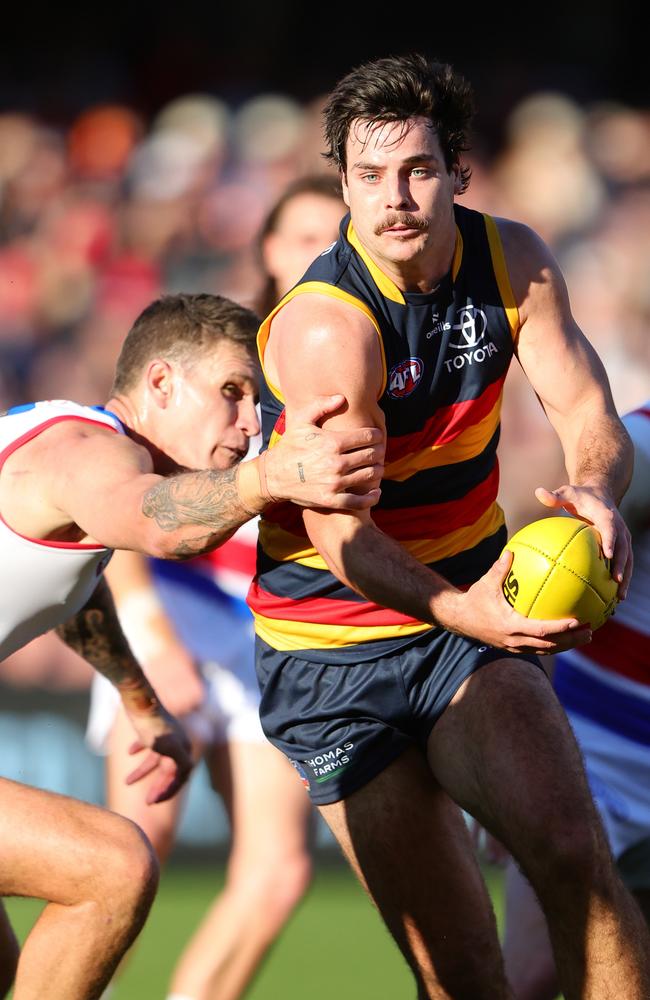 Darcy Fogarty kicked five goals on the weekend. Picture: Sarah Reed/AFL Photos via Getty Images.