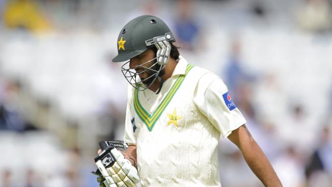 Shahid Afridi walks off the field during the 2010 Test against Australia at Lord’s.