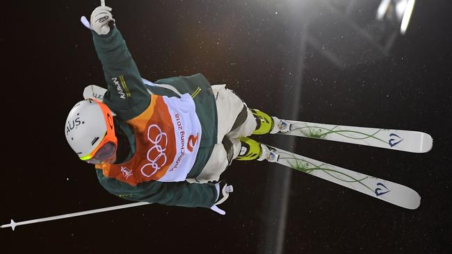 Matt Graham on his way to a silver in the men's moguls final during the Pyeongchang 2018 Winter Olympic Games.