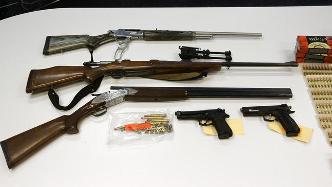 Police found five guns and ammunition stashed inside the empty house in Botany. Picture: NSW Police