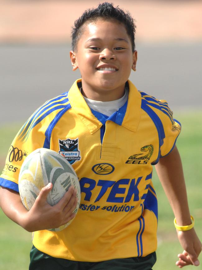 Moses Suli, 10, of Fairfield, plays rugby league for Mounties.