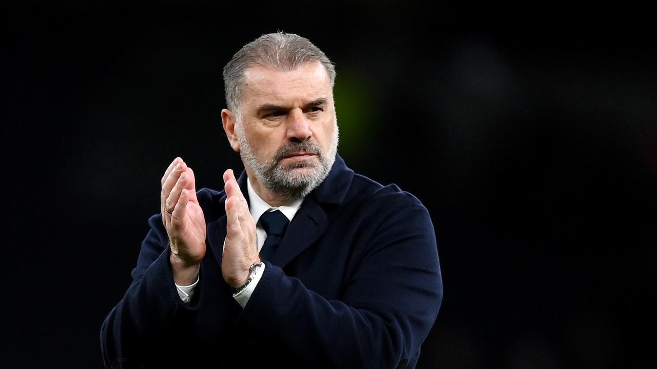 LONDON, ENGLAND - DECEMBER 10: Ange Postecoglou, Manager of Tottenham Hotspur, applauds the fans following the team's victory during the Premier League match between Tottenham Hotspur and Newcastle United at Tottenham Hotspur Stadium on December 10, 2023 in London, England. (Photo by Justin Setterfield/Getty Images)