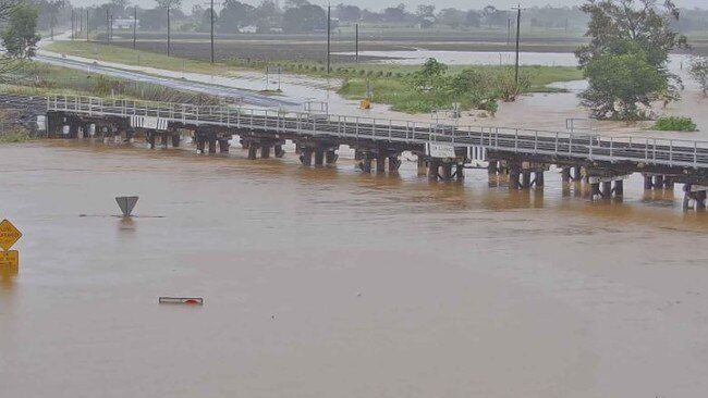 Widespread flooding at Grantham on Thursday morning. Picture: Lockyer Valley Regional Council/QTEQ