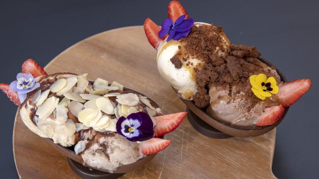 Easter Sundaes are a special offering at Olinda’s Only Mine chocolaterie this Easter. Picture: Andy Brownbill