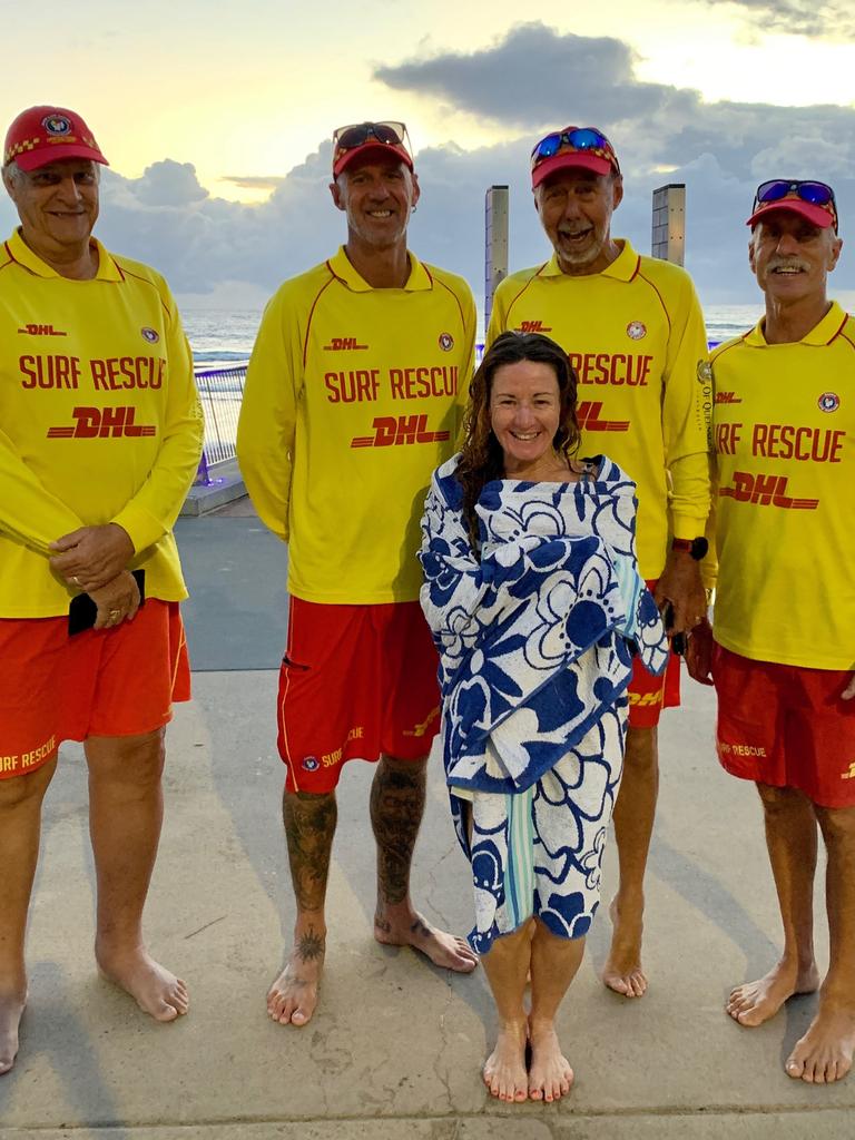 Col Neil, Nathan Long, Amanda Absolom, Graham Long and Brian Hurley at Surfers Paradise. Picture Jenny Masters