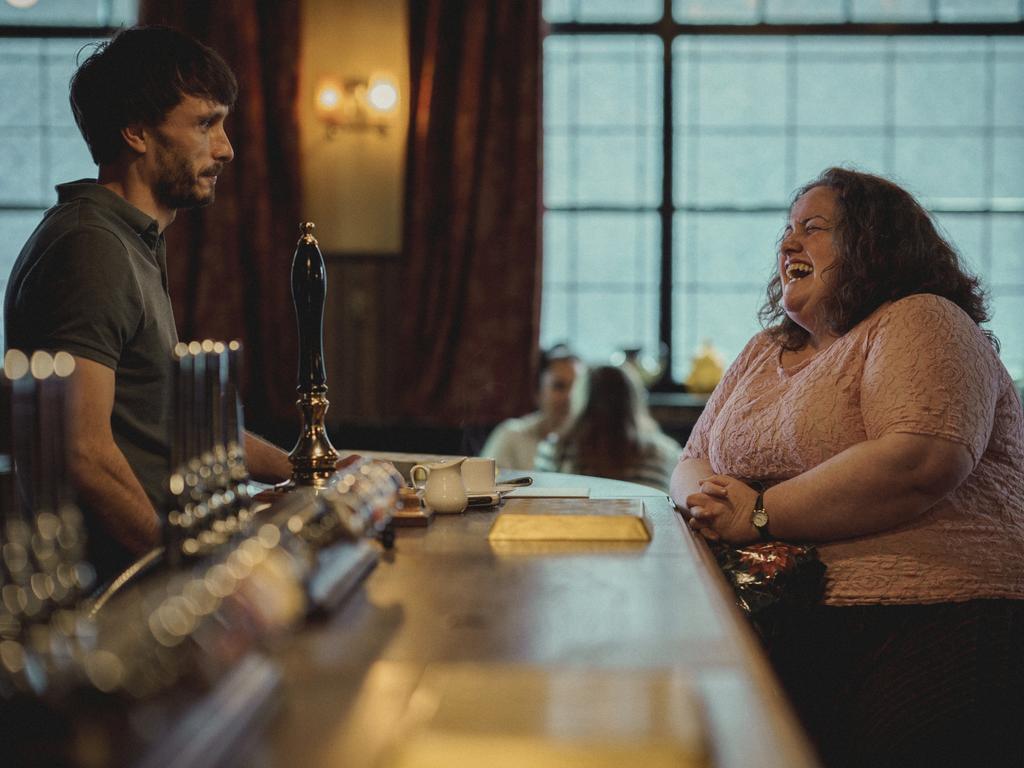 Richard Gadd as Donny Dunn and Jessica Gunning as Martha in a scene from Baby Reindeer. Picture: Ed Miller/Netflix