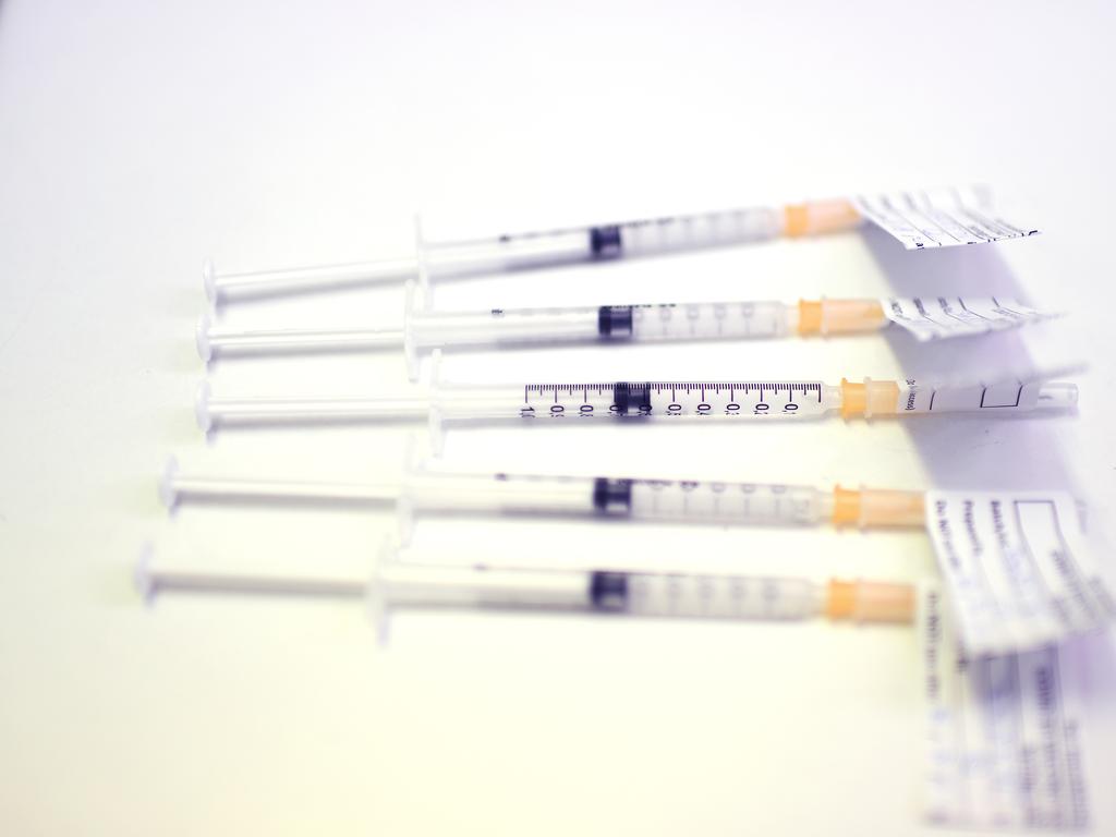 Syringes containing the AstraZeneca Covid-19 vaccine. Picture: NCA NewsWire / Dan Peled