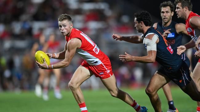 Braeden Campbell of in action in Sydney's trial game. Picture: Getty Images