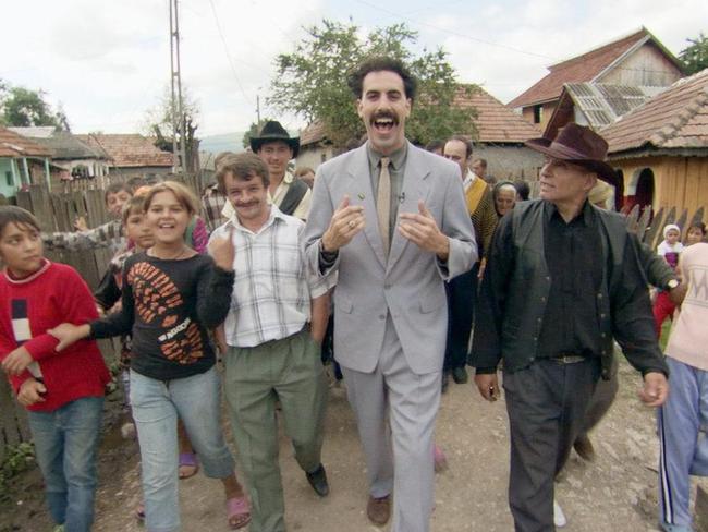 British actor comedian Sacha Baron Cohen in scene from film "Borat: Cultural Learnings of America for Make Benefit Glorious Nation of Kazakhstan"