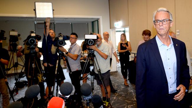 FFA chief executive David Gallop’s media conference on Monday has done little to end the speculation surrounding Alen Stajcic’s sacking. Picture: AAP