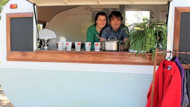 SERVING UP SOME LOVE: Catherine and Marcel Cazaly welcome everyone to benefit from the Warwick Community Van at Leslie Park this Sunday. Picture: Warwick Community Van