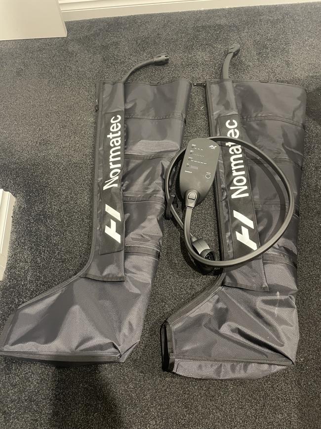 The $1400 recovery boots used by AFL Draft prospect Josh Lindsay. Picture: Supplied