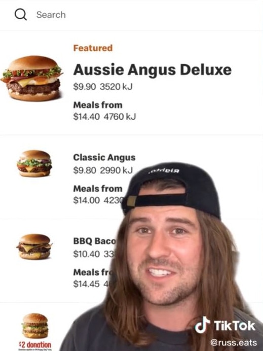 There’s an egg in this photo of Macca’s new Aussie burger. Picture: TikTok/RussEats