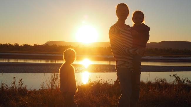 The family takes in the stunning views. Picture: Leah McLennan